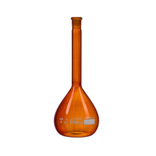 Volumetric Flask Amber, one Graduation mark